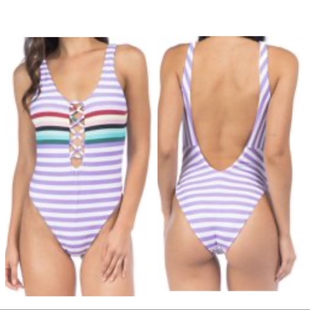 NWT! The Bikini Lab Striped One-Piece Swimwear